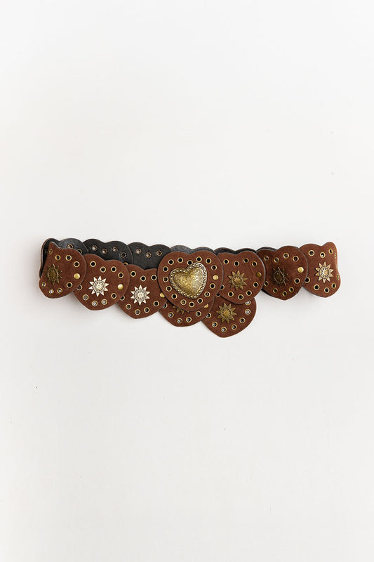 Cinturón negro con piezas en forma de corazón de Minueto