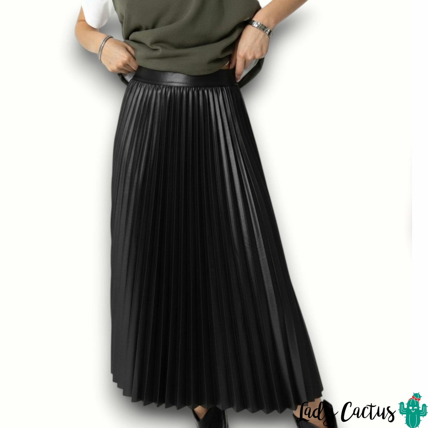 Falda Kyoto de Tiffosi – Midi plisada efecto piel negra