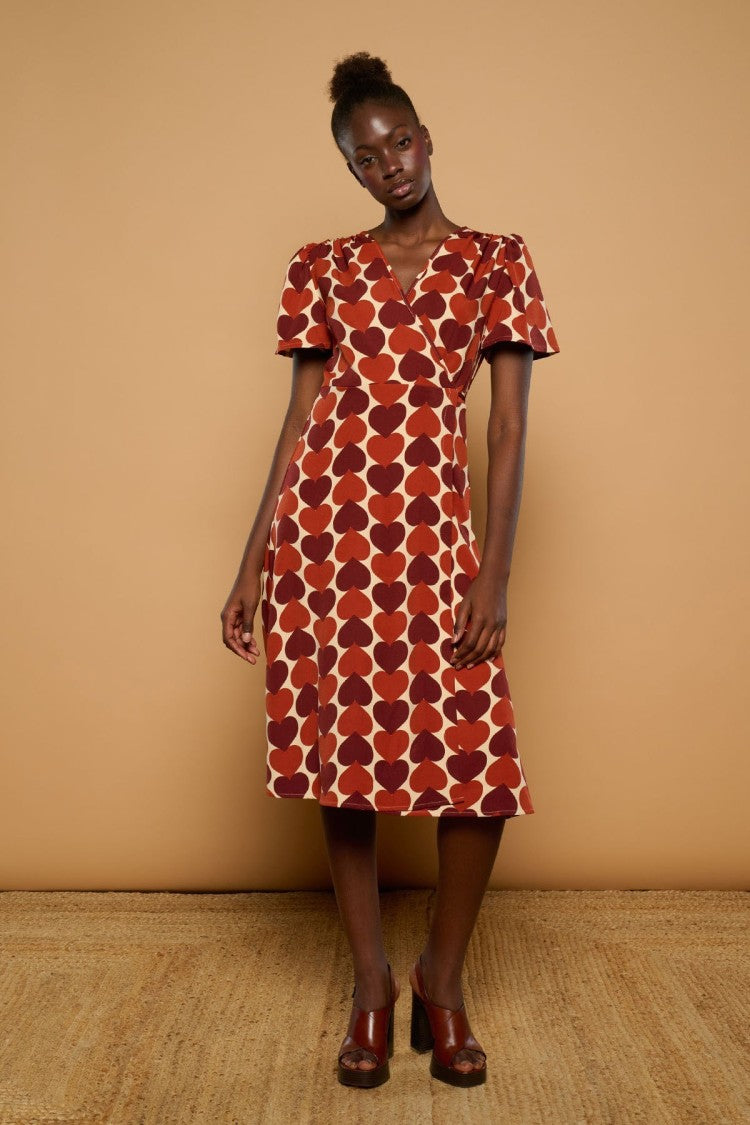 Vestido midi de poliéster y elastano con caída fluida