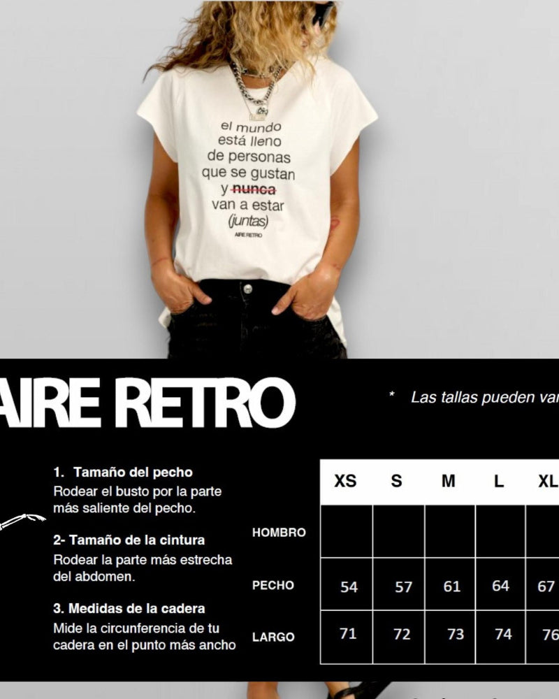Guía de tallas de la Camiseta Personas Blanca de Aire Retro en Lady Cactus