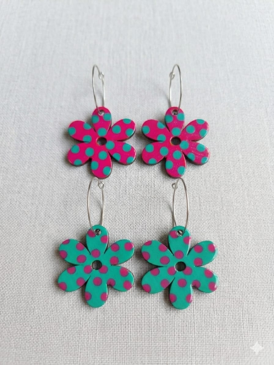 Pendientes flores lunares reversibles de Lady Cactus