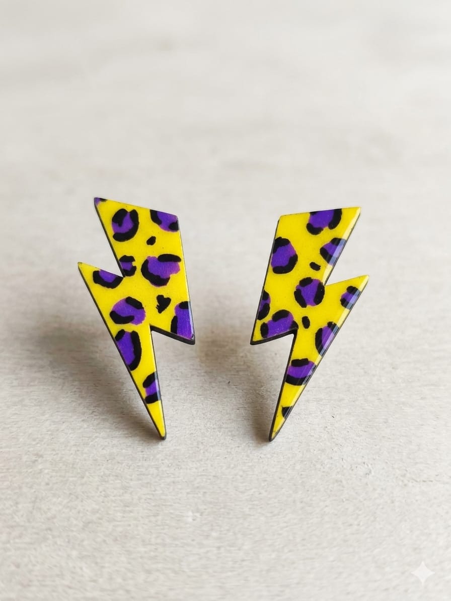 Pendientes Rayos Amarillos y Print - Lady Cactus