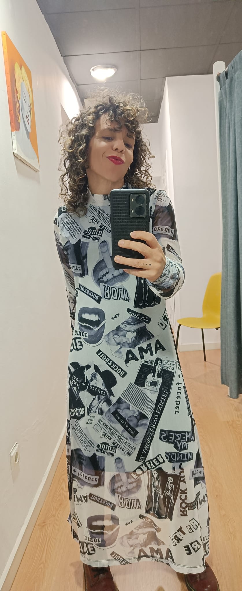 Vestido Collage Blanco Aire Retro