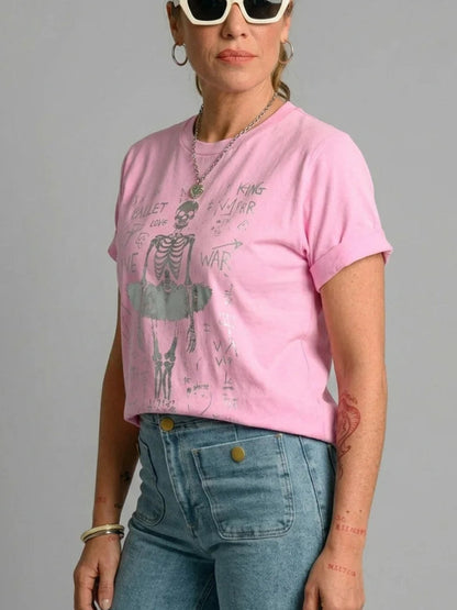 Textura del algodón 100 por ciento de la camiseta Ballet Rosa.