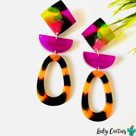 Pendientes Maxi Print Multicolor Lady Cactus