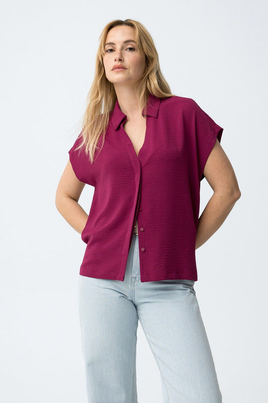 Blusa de color rosa con corte relaxed modelo Berto de Tiffosi.