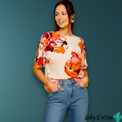 Blusa Gandía blanca con manga corta hasta el codo de Smile para comodidad dinámica