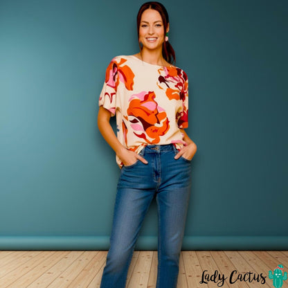 Blusa Gandía con motivos puntillistas vibrantes de Smile para toque sofisticado alegre