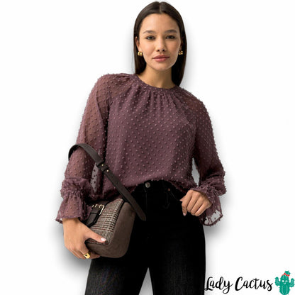 Blusa Laurinda de Tiffosi en plumeti hierro