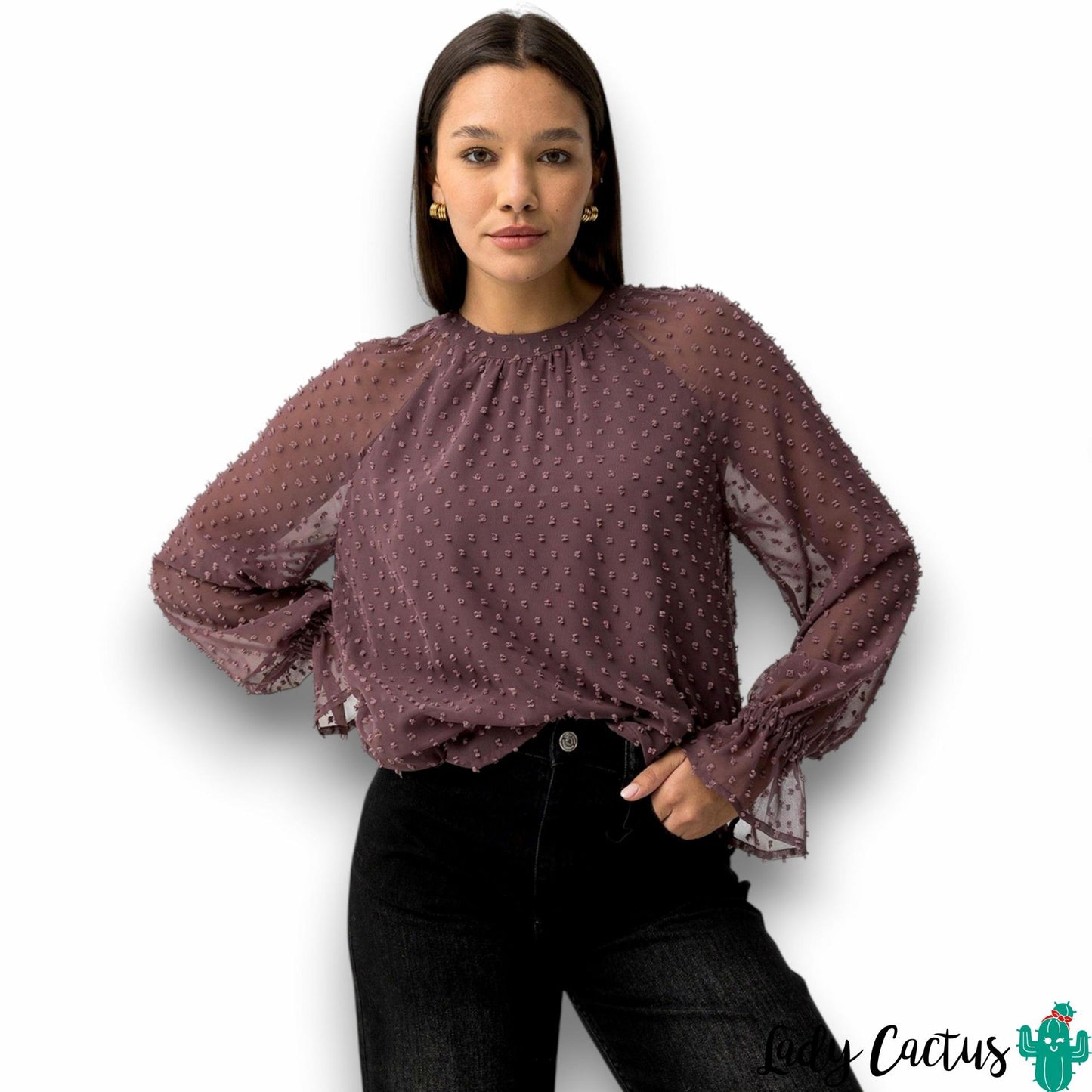 Blusa Laurinda de Tiffosi en plumeti hierro