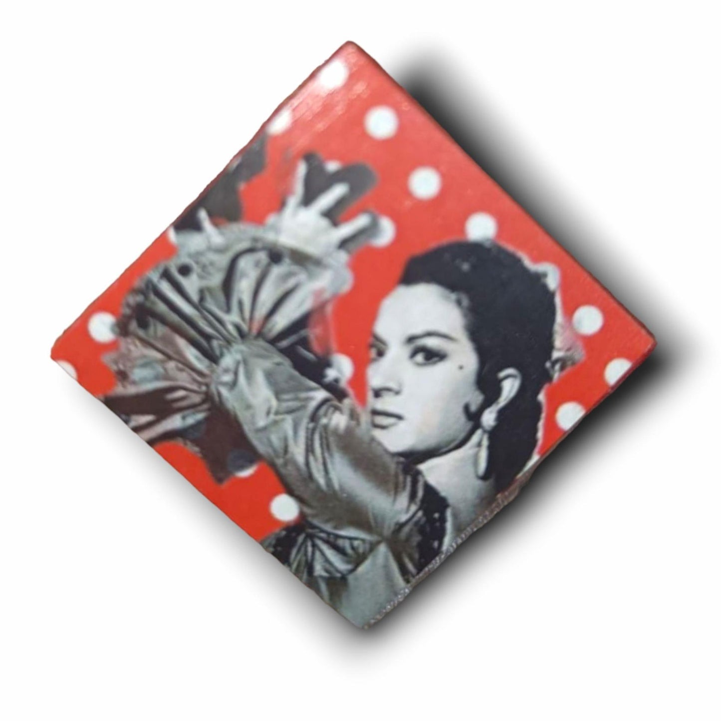 Broche Lola Flores Cuadrado Lunares Blancos Soy Colorearte