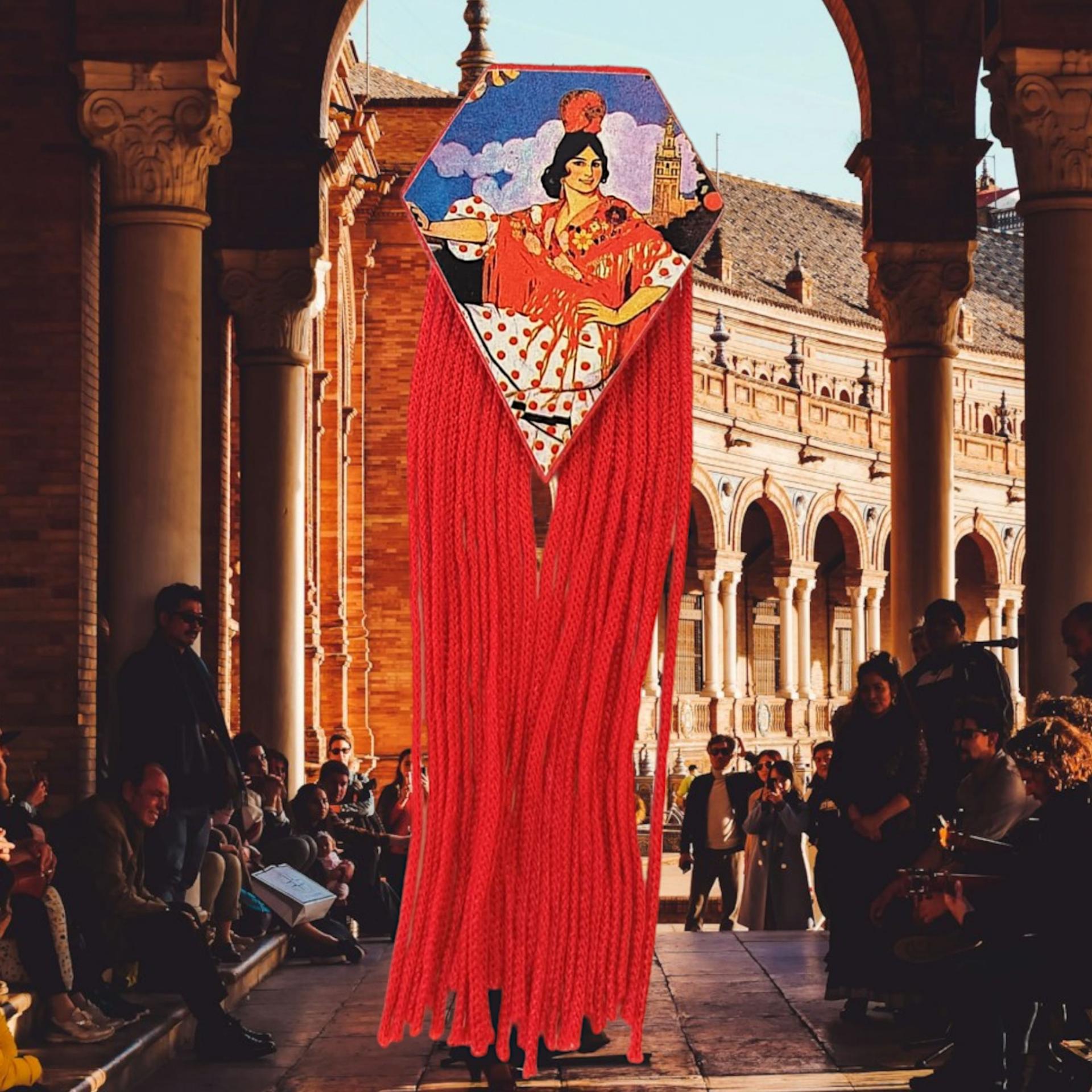 Broche artesanal hecho a mano con diseño geométrico y flecos en Lady Cactus