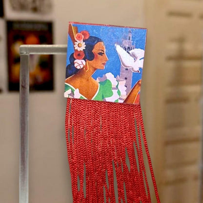 Regalo de artesanía española broche de madera flamenca con diseño exclusivo