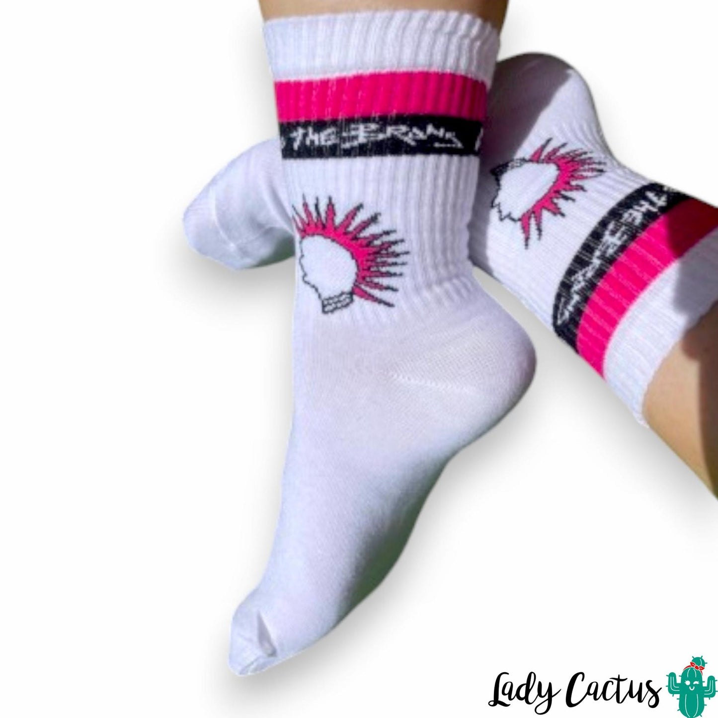 Calcetines Punk blanco con diseño original exclusivo de Noc the Brand en Lady Cactus