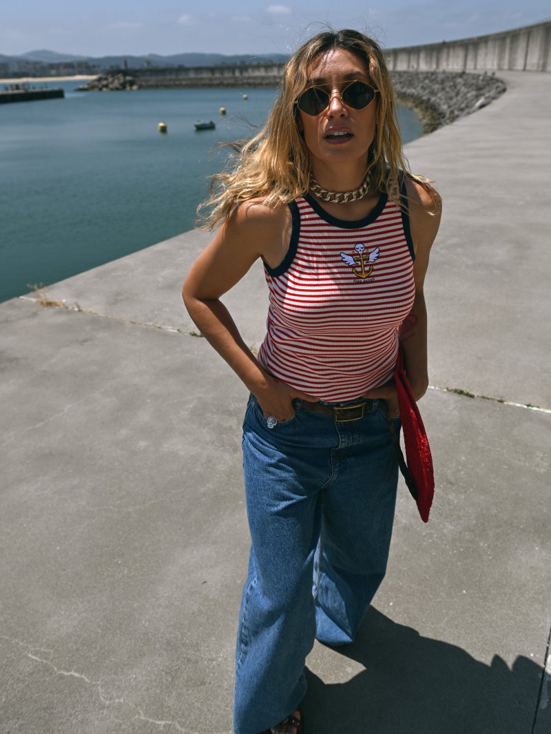 Cami chica "Ancla" Navy de Aire Retro