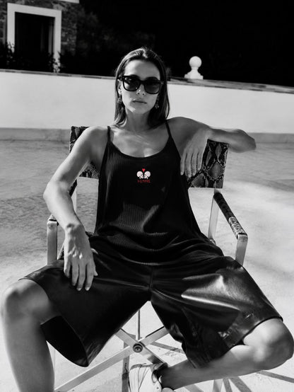 Cami tirantes "Siempre" Negra Aire Retro
