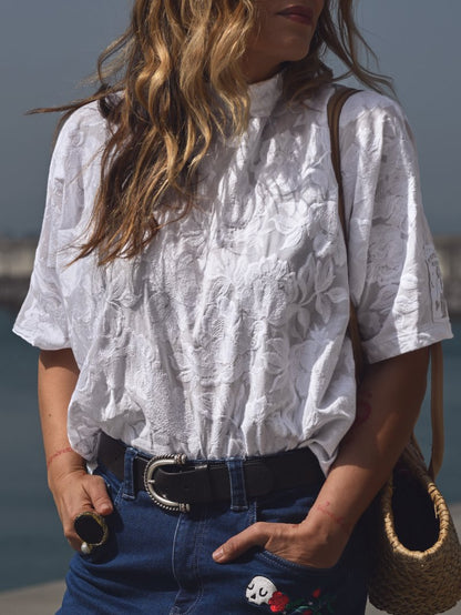 Camisa blanca bordada Janis de estilo boho Aire Retro