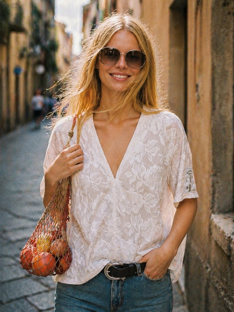 Camisa muy amplia de estilo artesanal en Lady Cactus Sevilla