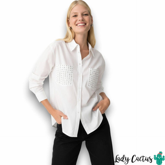 Camisa Marcela de Tiffosi en algodón con apliques metálicos