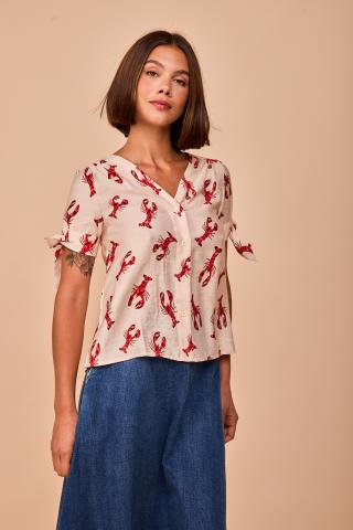 Camisa abotonada en color rojo cangrejo modelo Ogrove de Smile Vestidor.