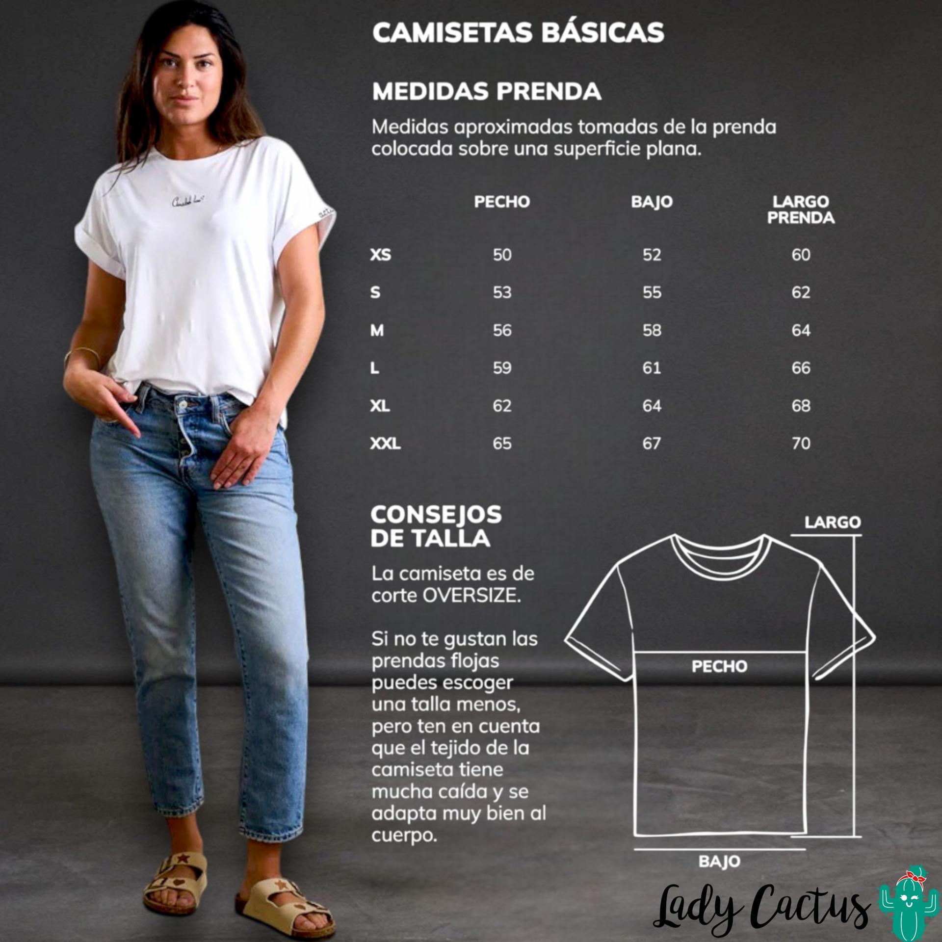 Guía de tallas de la Camiseta Básica Blanca Actitud + de Anabel Lee