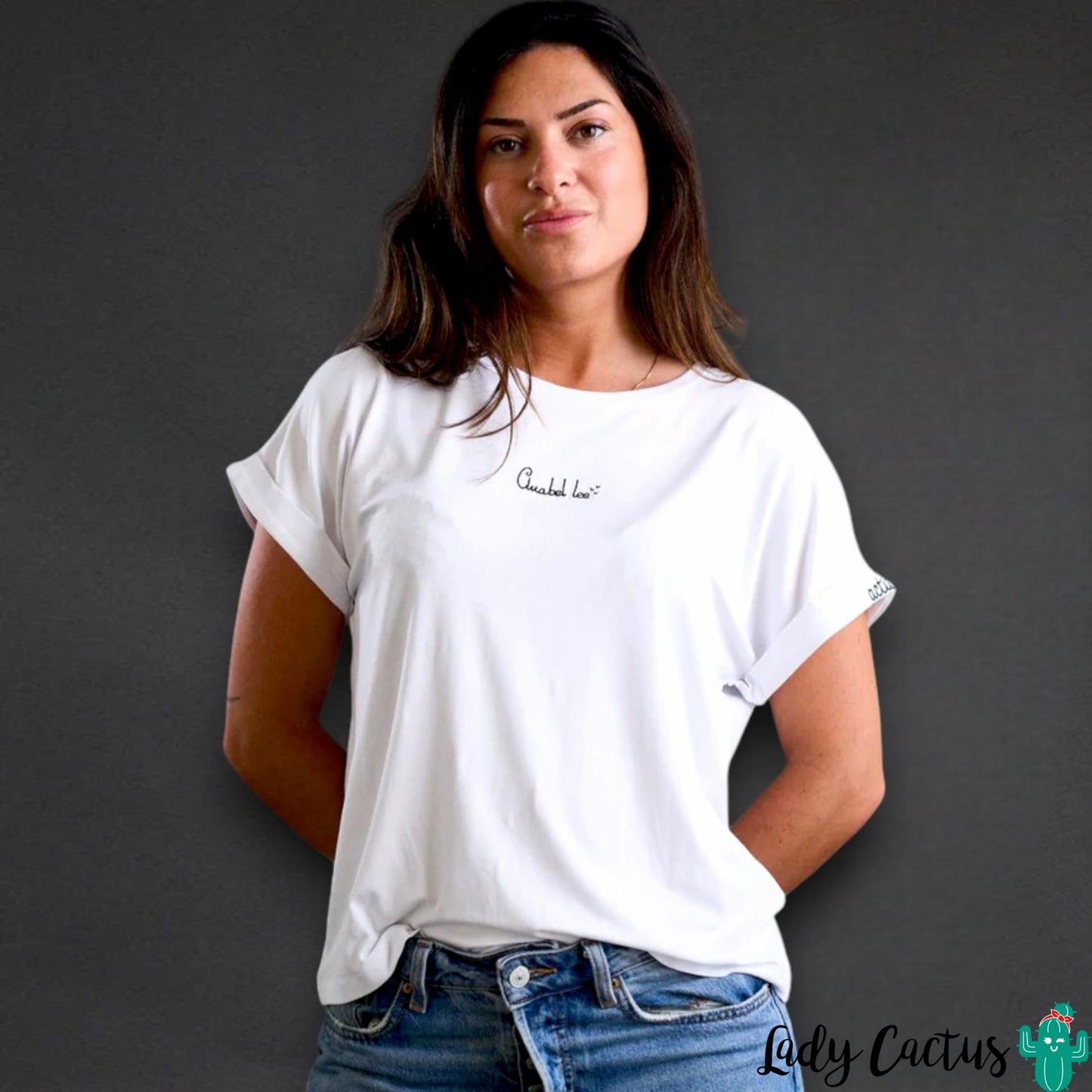 Camiseta Básica Blanca Actitud + con diseño poético de Anabel Lee para pasión creativa
