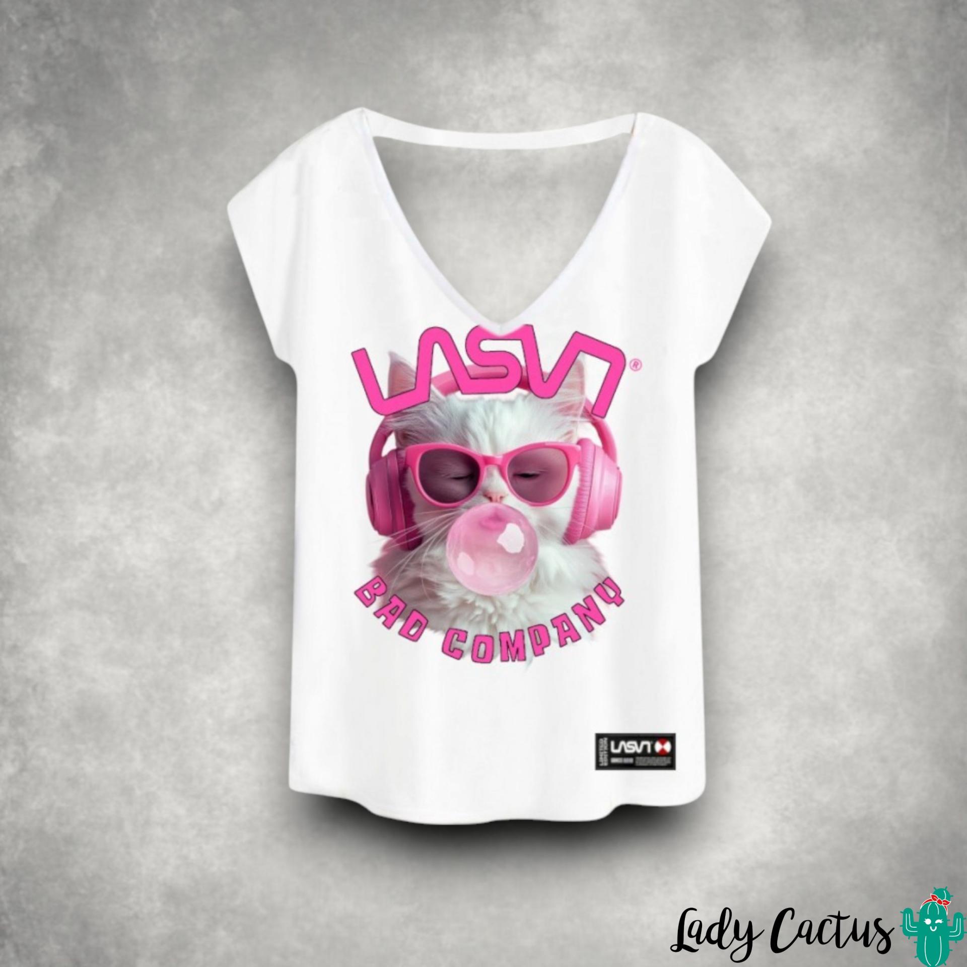 Camiseta Cat blanca con estampado "Cat" vibrante para toque premium artesanal