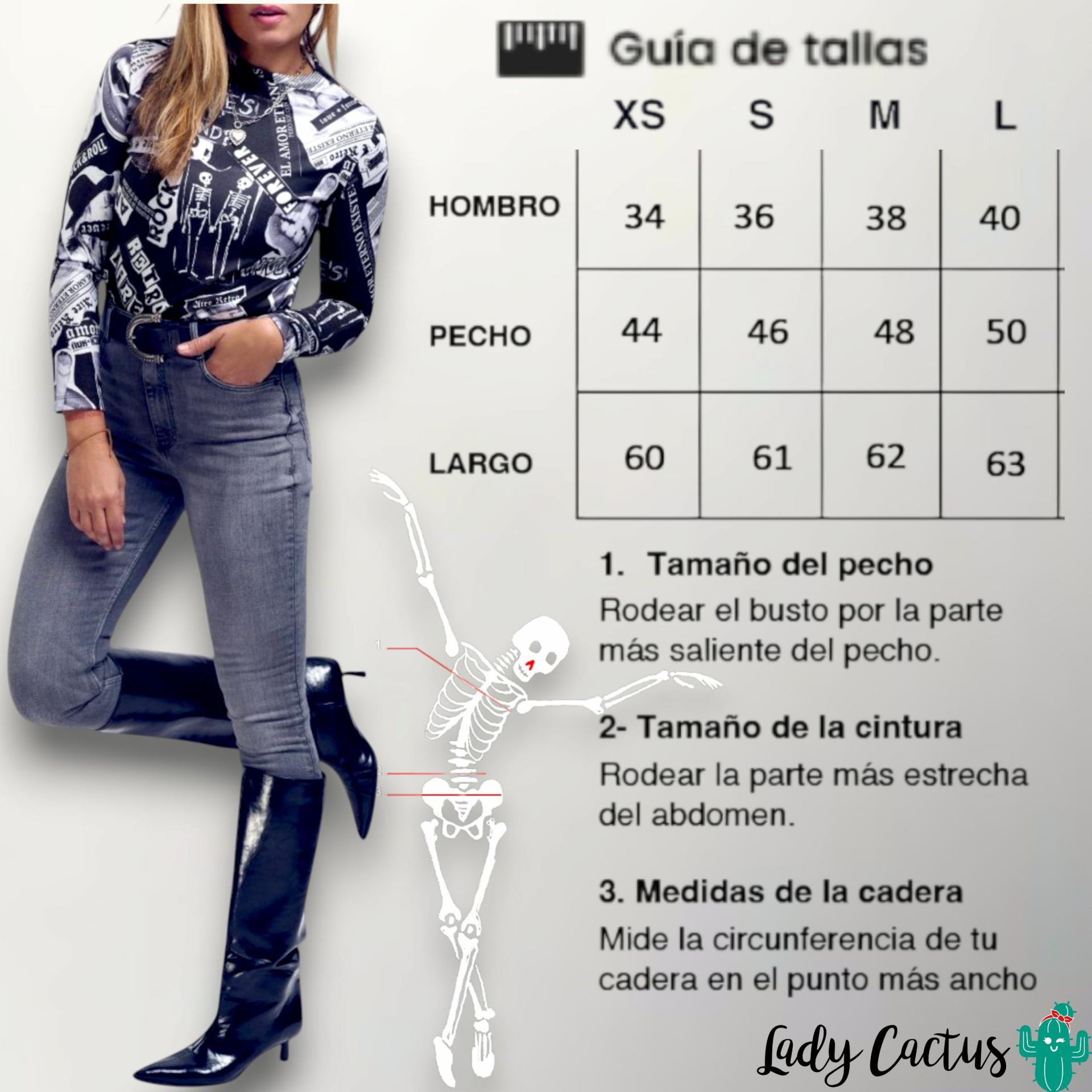 Guía de tallas de la Camiseta Collage Negra de Aire Retro