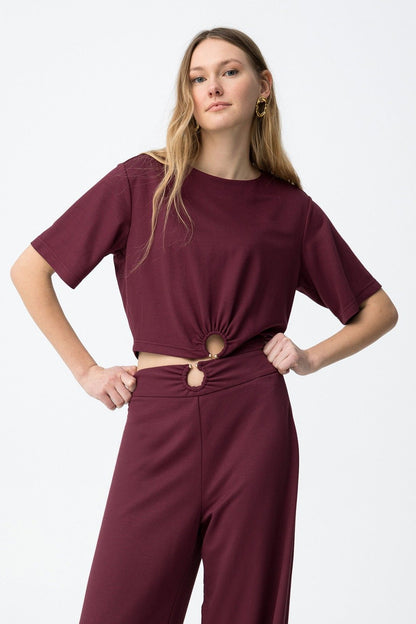 Camiseta oversize en color burdeos modelo Deerling de Tiffosi.