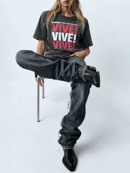 Camiseta "Vive" fade out de Aire Retro
