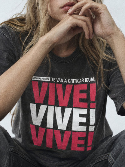 Camiseta "Vive" fade out de Aire Retro