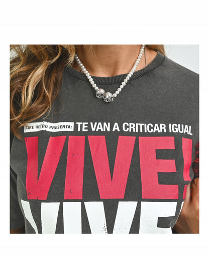 Camiseta "Vive" fade out de Aire Retro