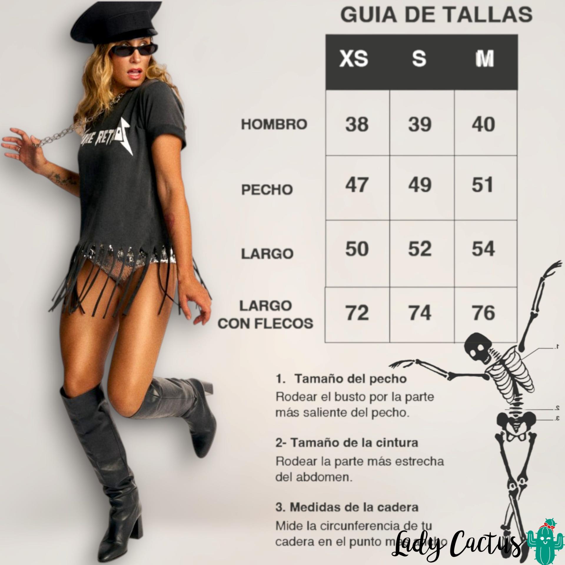 Guía de tallas de la Camiseta Flecos Aire Retro Crop Top Gris de Aire Retro