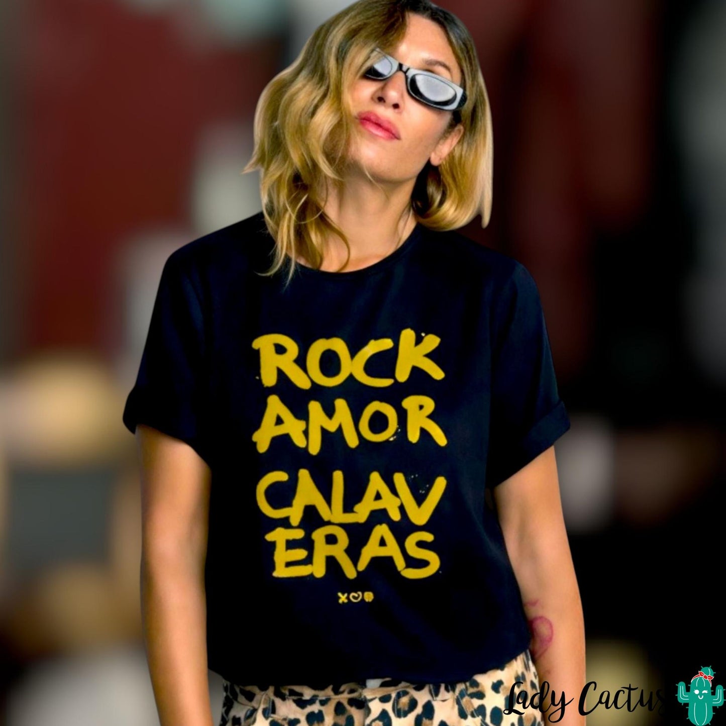 Camiseta Florence Negra de Aire Retro en Lady Cactus