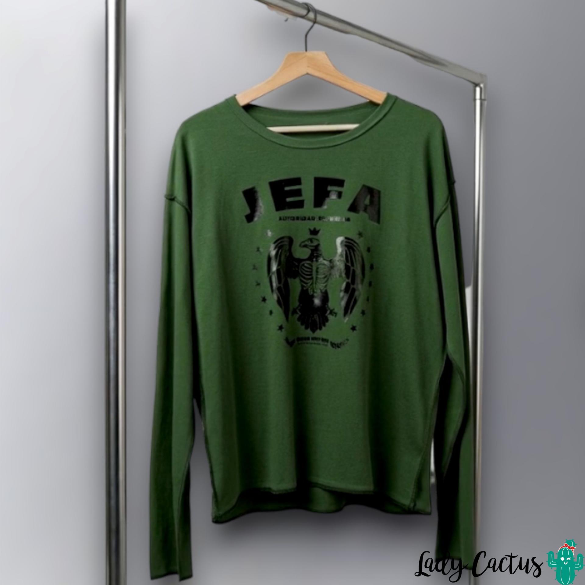 Camiseta Jefa Verde de Aire Retro oversize y mangas largas