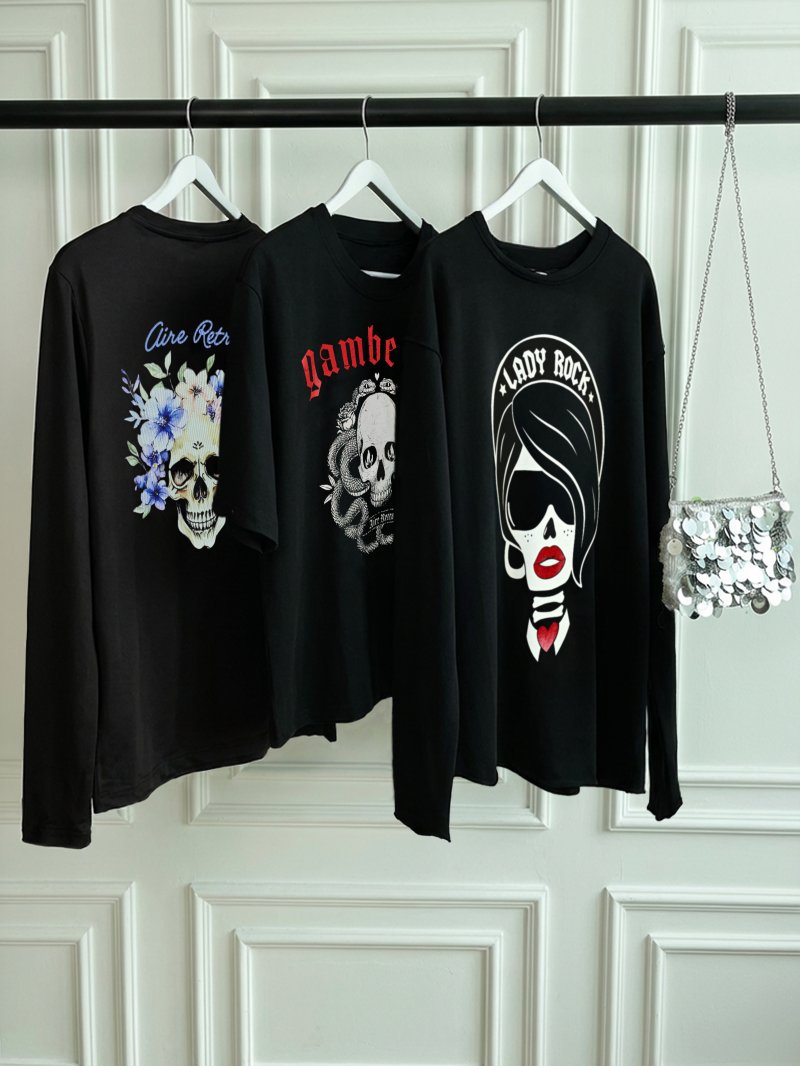 Camiseta negra de diseño exclusivo Aire Retro disponible en Lady Cactus