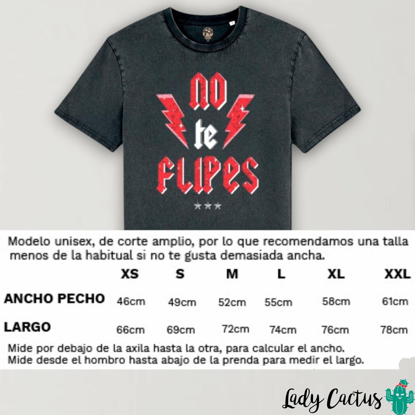 Guía de tallas de la Camiseta No te Flipes de Offset Collage