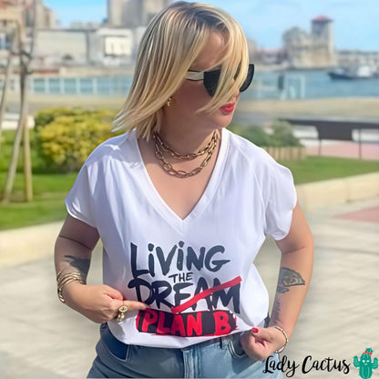Camiseta over Plan B blanca de Noc The Brand en Lady Cactus con mensaje optimista y comodidad urbana