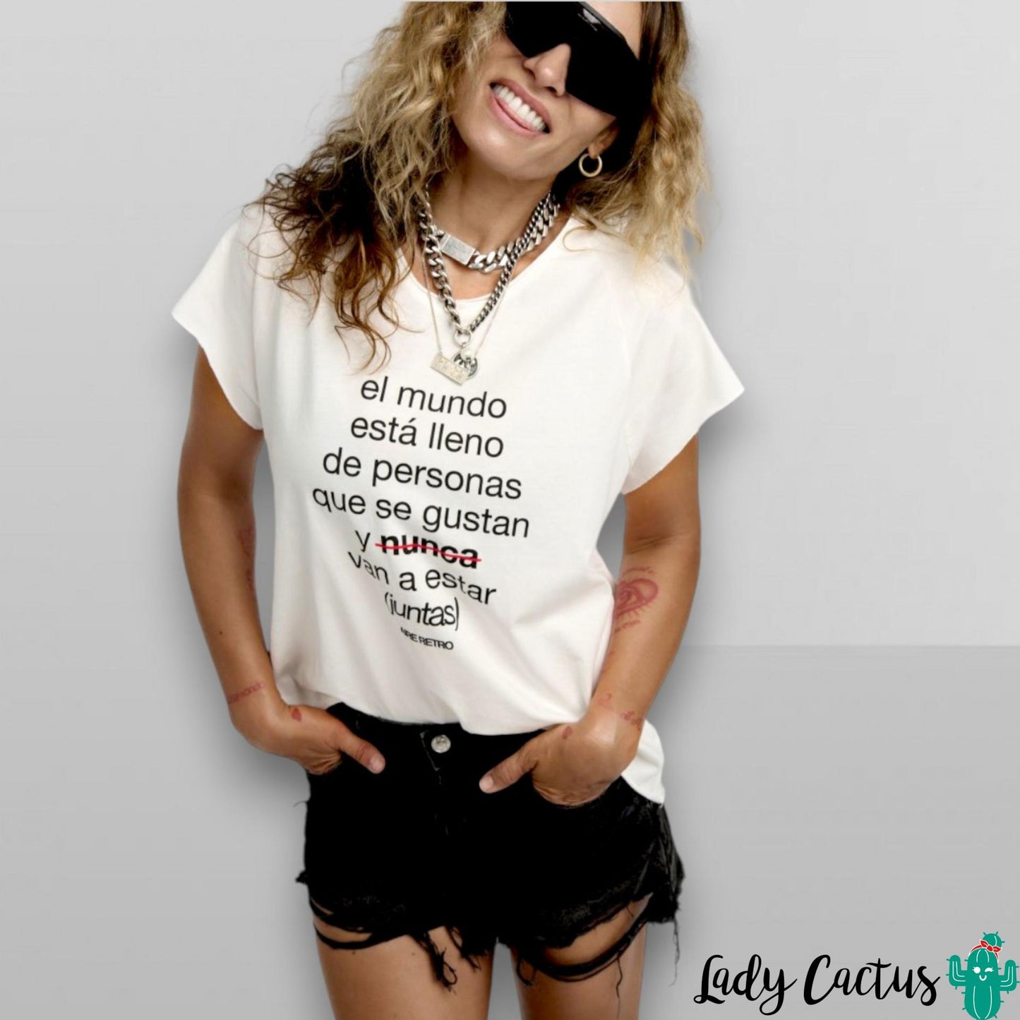 Camiseta Personas Blanca de Aire Retro en Lady Cactus