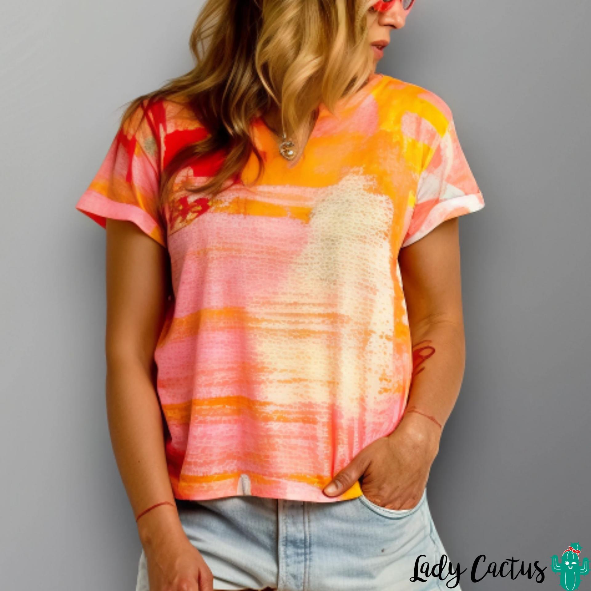 Camiseta Posible de Aire Retro en Lady Cactus con total print vibrante y inspiración urbana