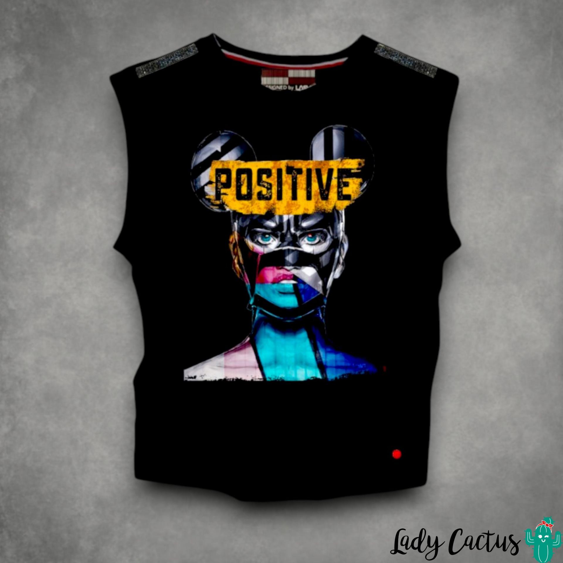 Camiseta Positive negro de Lasal con estampación digital y exclusividad numerada