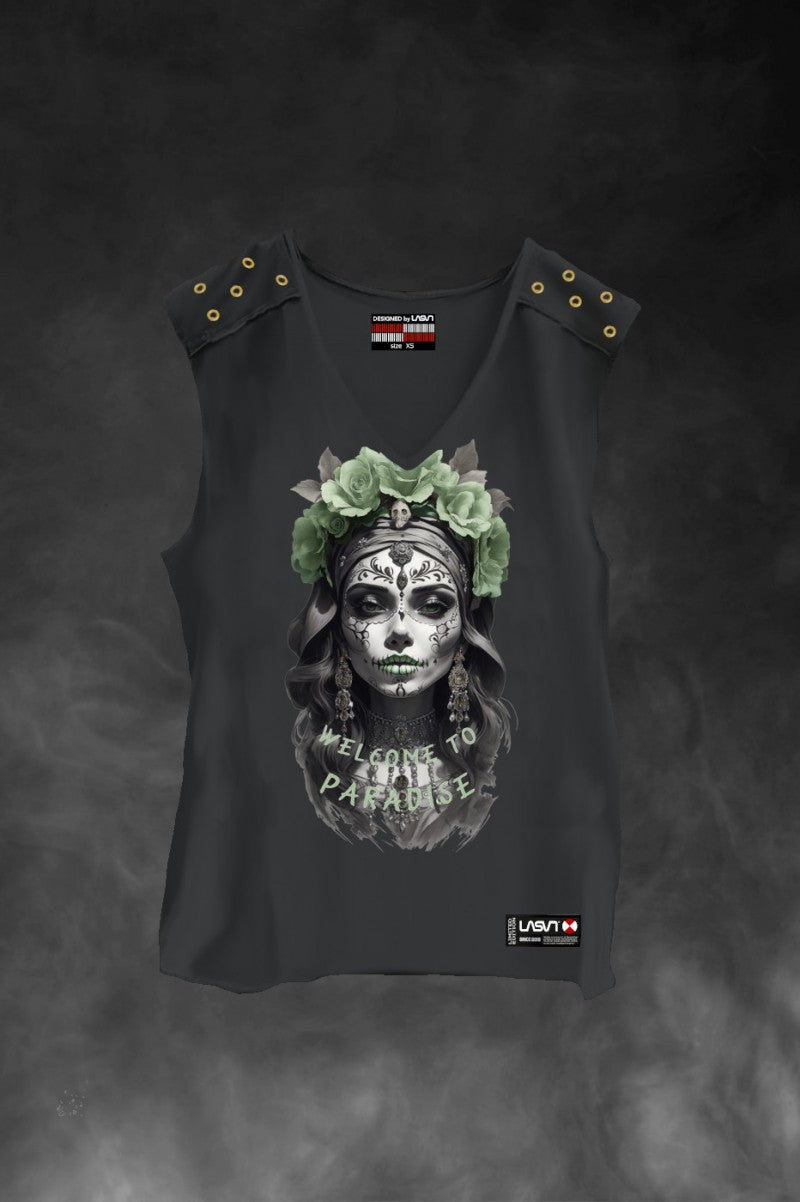 Camiseta sin mangas gris oscuro modelo Welcome de LASAL