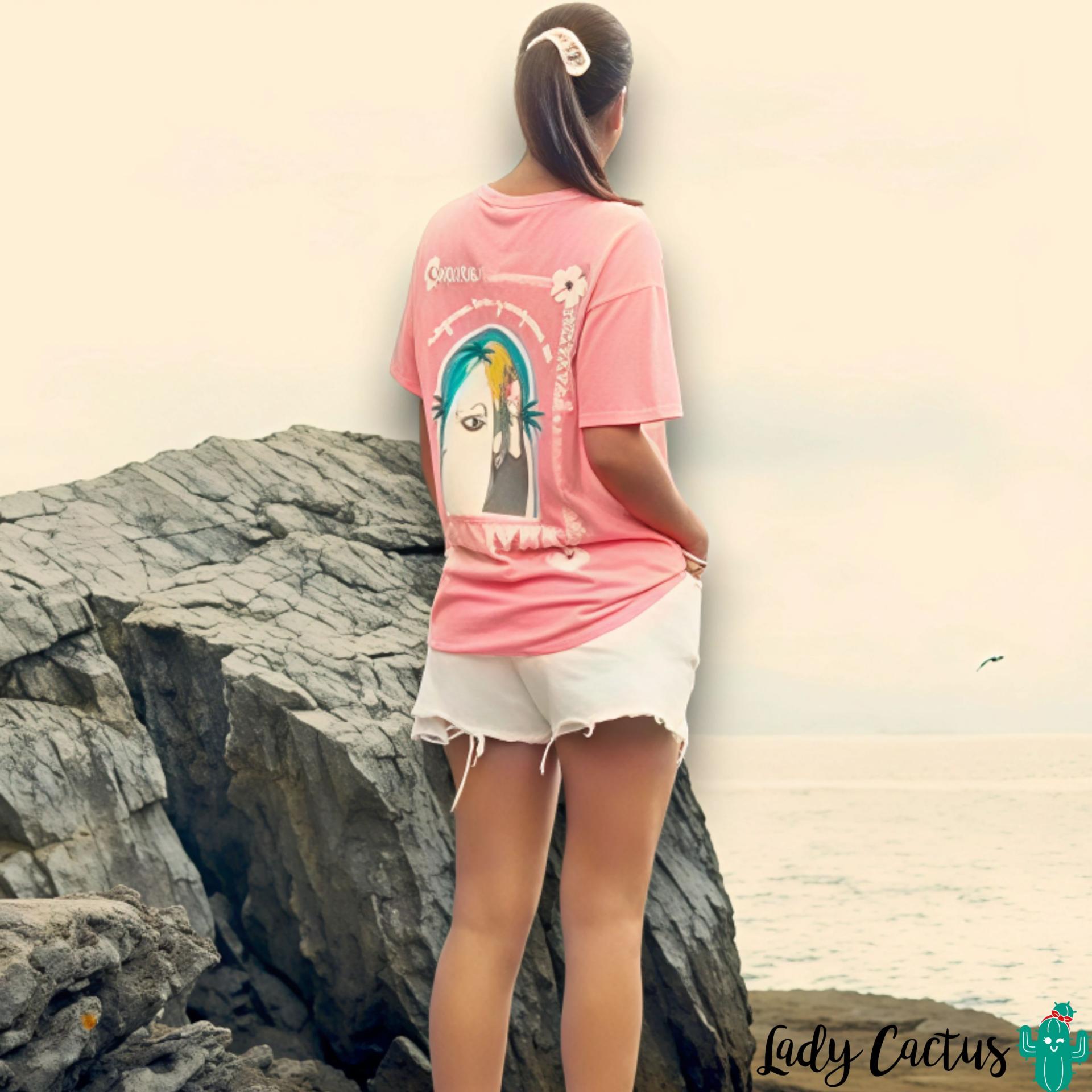 Camiseta Surf Rosa para expresión emocional positiva de Anabel Lee