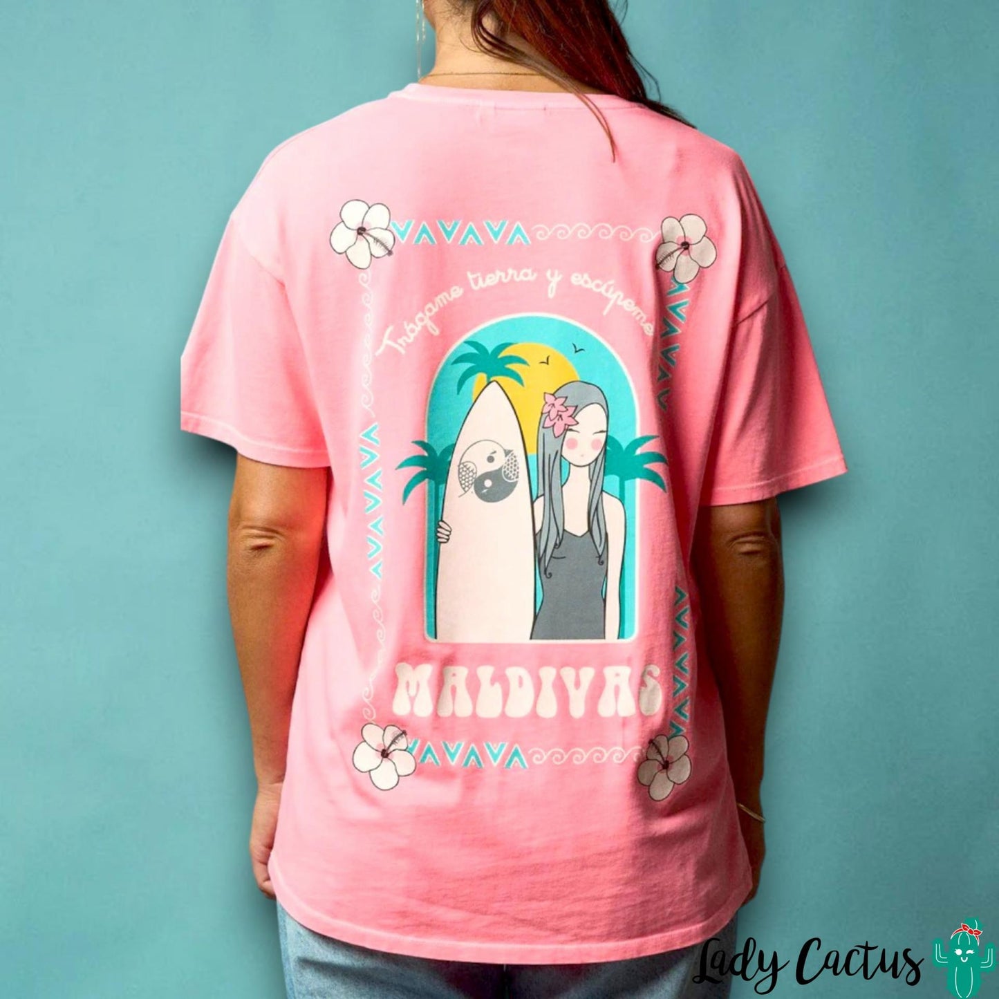Camiseta Surf Rosa en oversize de Anabel Lee para comodidad relajada