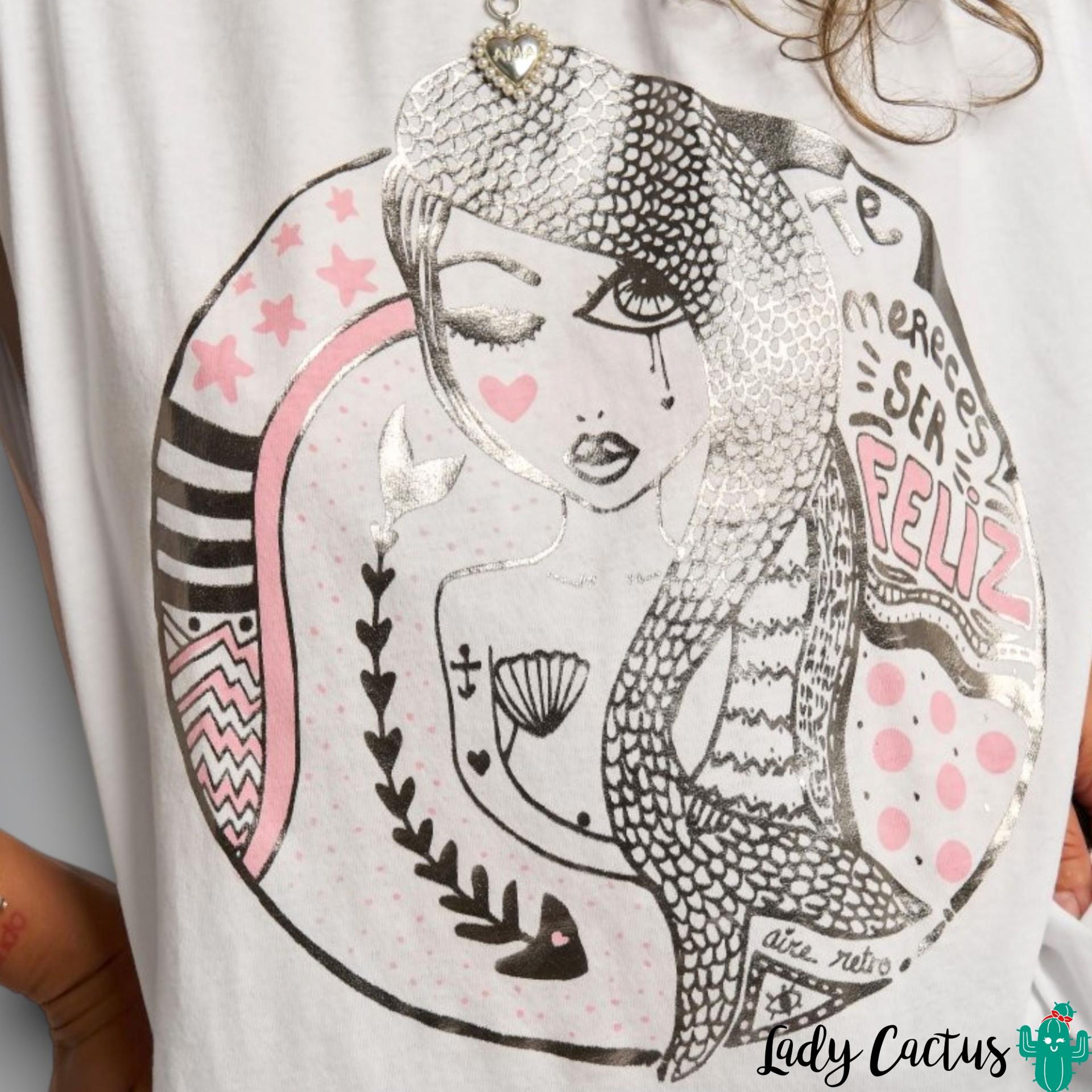 Camiseta Te Mereces Ser Feliz con estilo motivacional y rebelde de Aire Retro