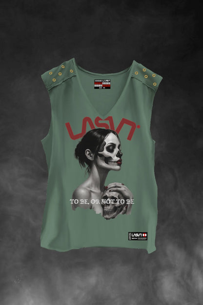 Camiseta To Be de LASAL en color kaki con ilustración frontal