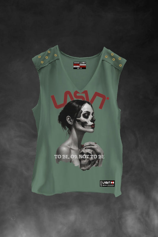 Camiseta To Be de LASAL en color kaki con ilustración frontal