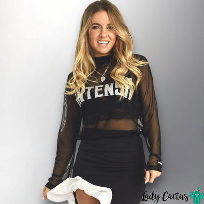 Camiseta Tul Intensa de Aire Retro en Lady Cactus con glitter "INTENSA" y rebeldía seductora