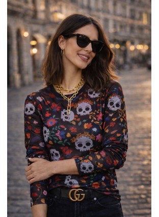 Camiseta tul Skull Flower de Noc the Brand