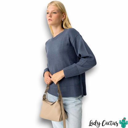 Camisola Eternal Azul Medianoche de Tiffosi con detalles perforados elegantes